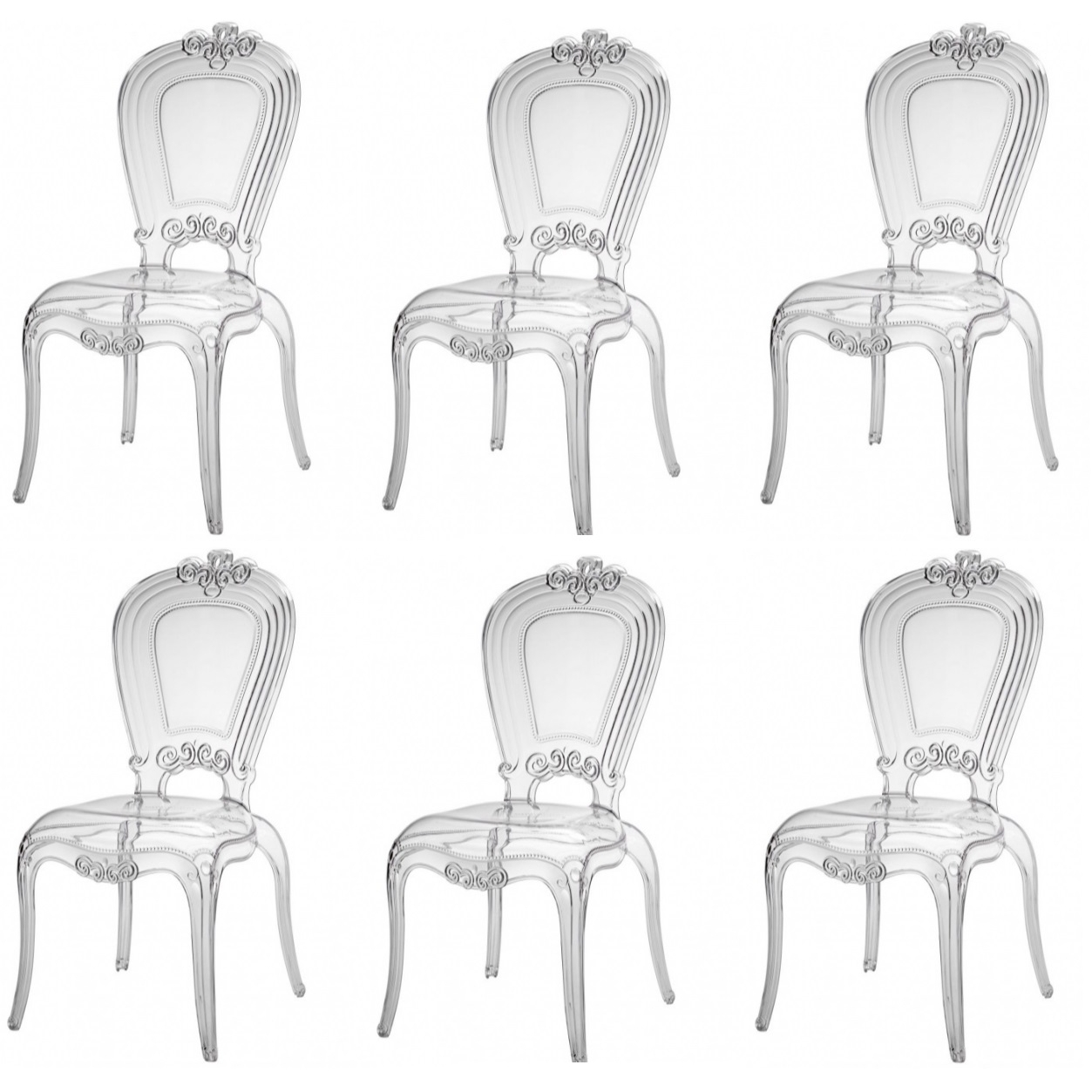 Brandani set of 6 Duchessa chairs in transparent plexigas code 53327 Brandani